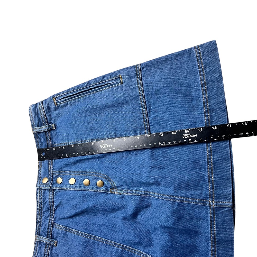 Free People Denim Mini Skirt Blue Button Front A-Line Size 31 Mid Wash - Picture 6 of 10